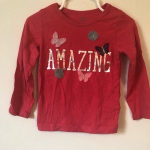 Carter's Shirts & Tops - Pink Long Sleeve Silver Amazing Tee Butterflies Carter's Shirts & Tops - Pink Long Sleeve Silver Amazing Tee Butterflies